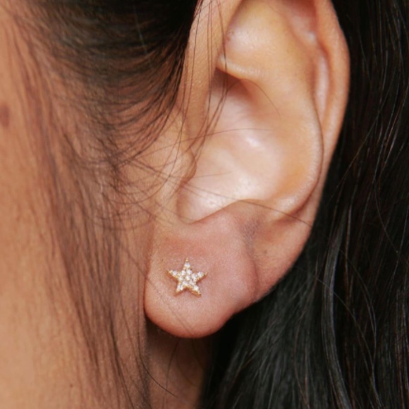 *PAIR* DIAMOND STAR STUDS - ANINE BING - SOLID 14K GOLD